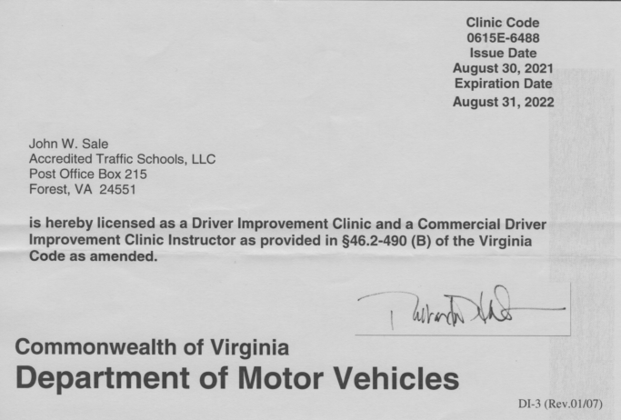 A letter from the dmv informing drivers of their license.